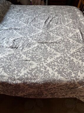 Pottery Barn Gray and off white Duvet Cover and 2 Euro shams